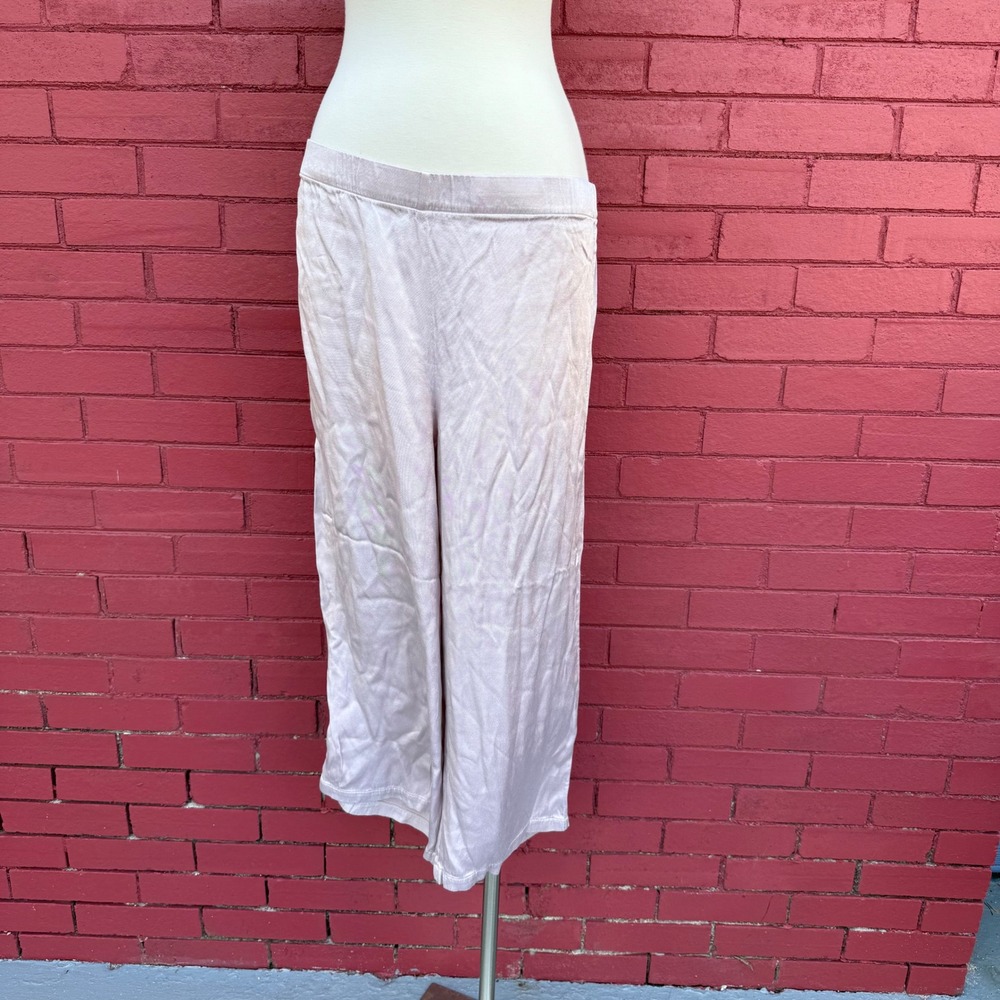 Sleep The White Company Silk Sleep Pants Womens‎ Large Blush Wide Leg Lounge